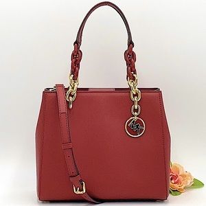 MICHAEL KORS CYNTHIA SMALL CONVERT SATCHEL BRANDY